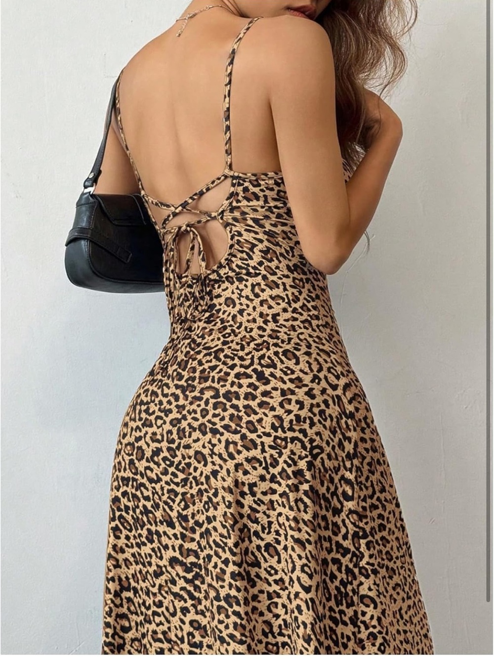 Leopard Print Slip Dress with Back Tie